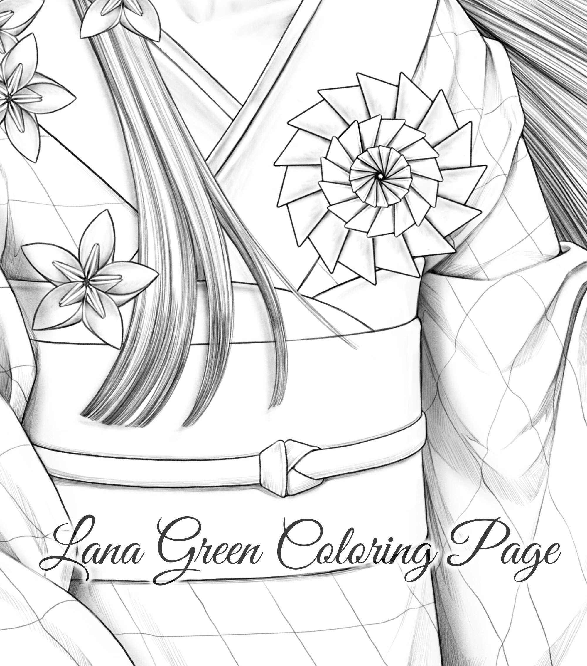 Origami Coloring Page for Adults Grayscale Coloring Page | Etsy