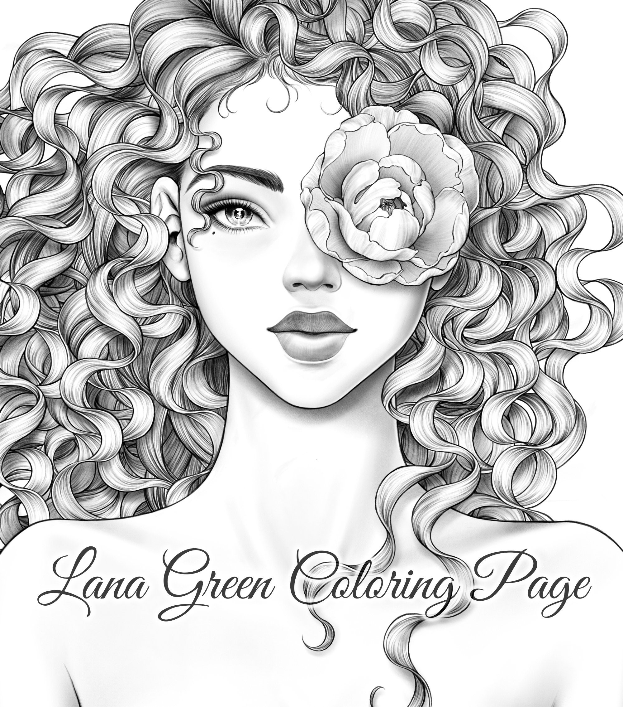 Flower Face Set 1-3 Coloring Page for Adults Grayscale - Etsy