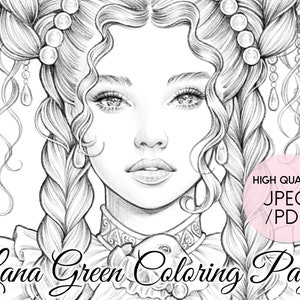 Princess Teardrop • Coloring Page for Adults • Grayscale Coloring Page  • Instant Download • Lana Green Art • JPEG, PDF