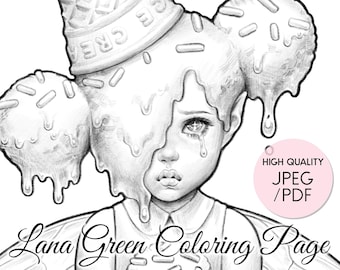 Melting Fairy • Coloring Page for Adults • Grayscale Coloring Page  • Instant Download • Lana Green Art • JPEG, PDF