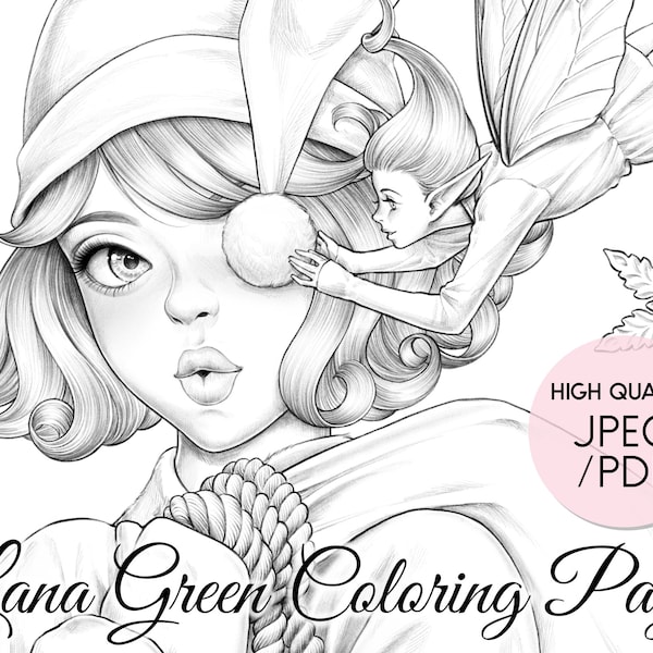 Santa Baby • Coloring Page for Adults • Grayscale Coloring Page  • Instant Download • Lana Green Art • JPEG, PDF