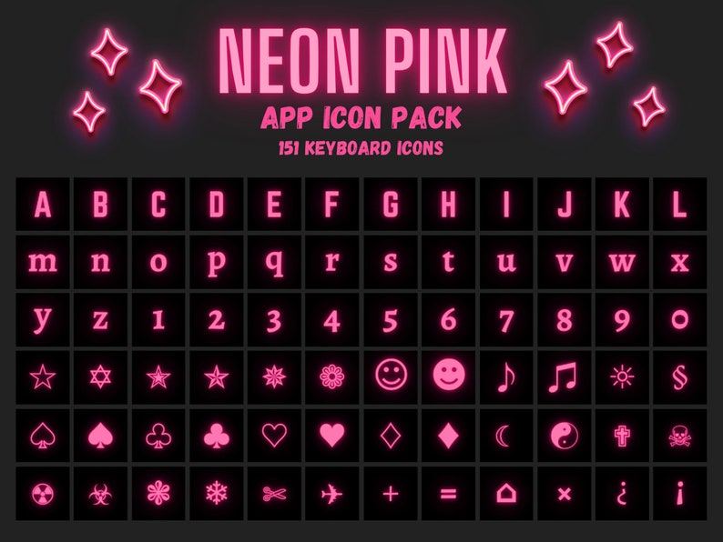 UPDATED 600+ Neon Pink App Icon Pack - Custom Home Screen - iPhone ...