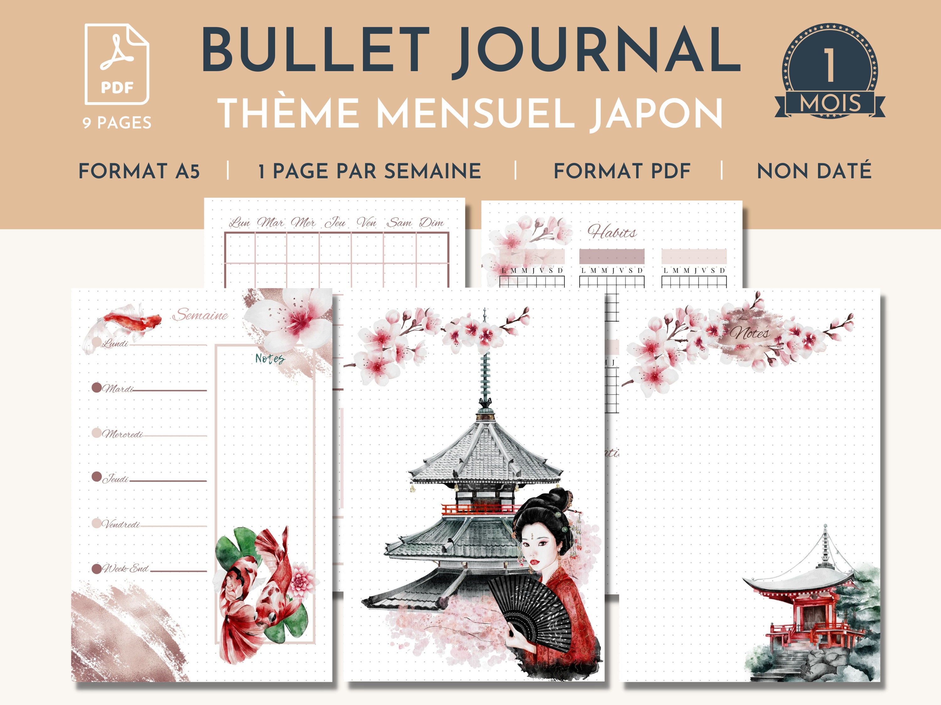 Bullet Journal: Bujo pré-rempli avec des beaux designs à l