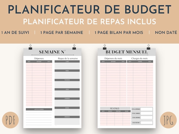 Weekly and Monthly BUDGET Planner A4, JPG and PDF Format, to Print