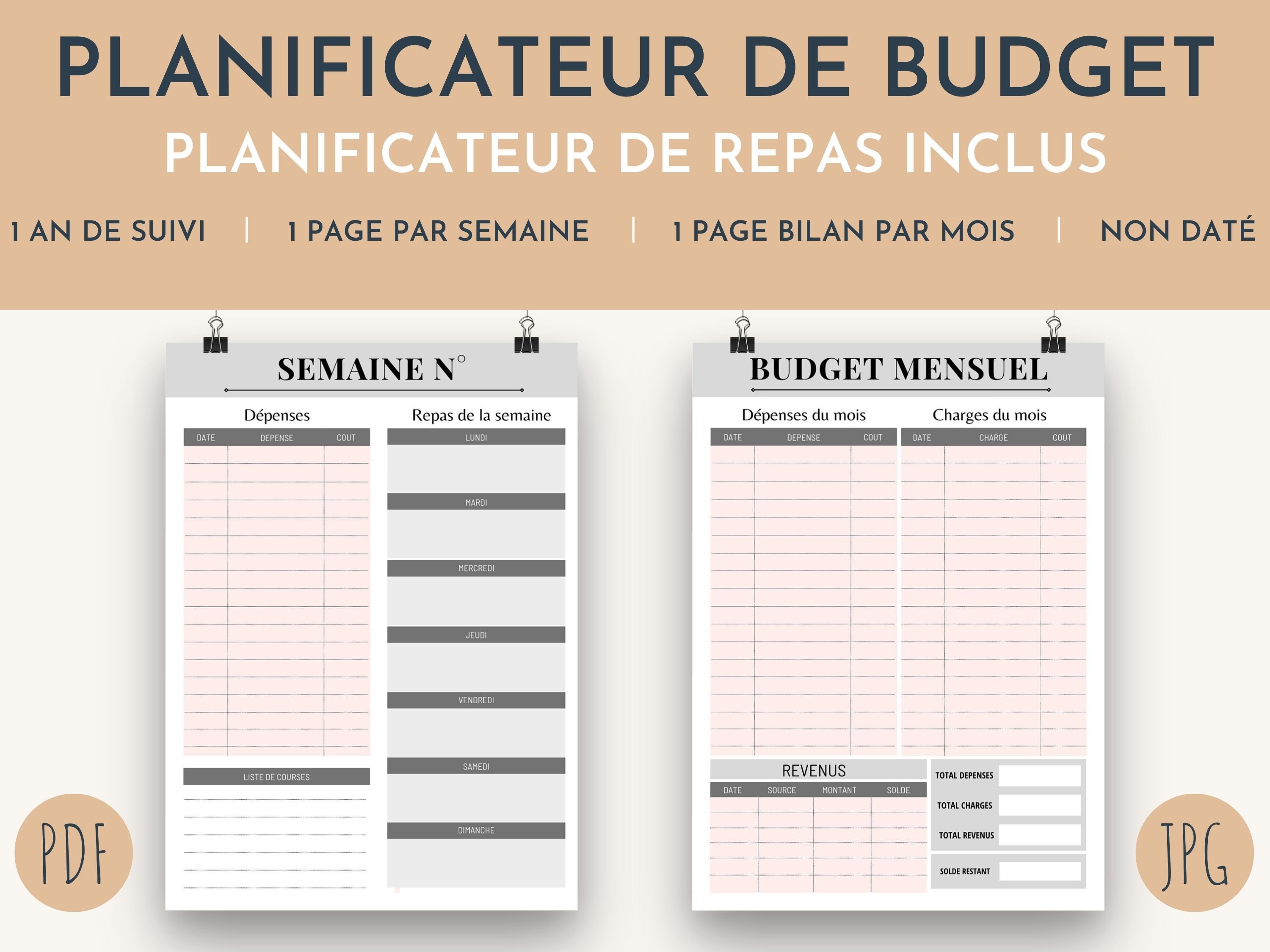 modèle de planificateur de budget mensuel à imprimer