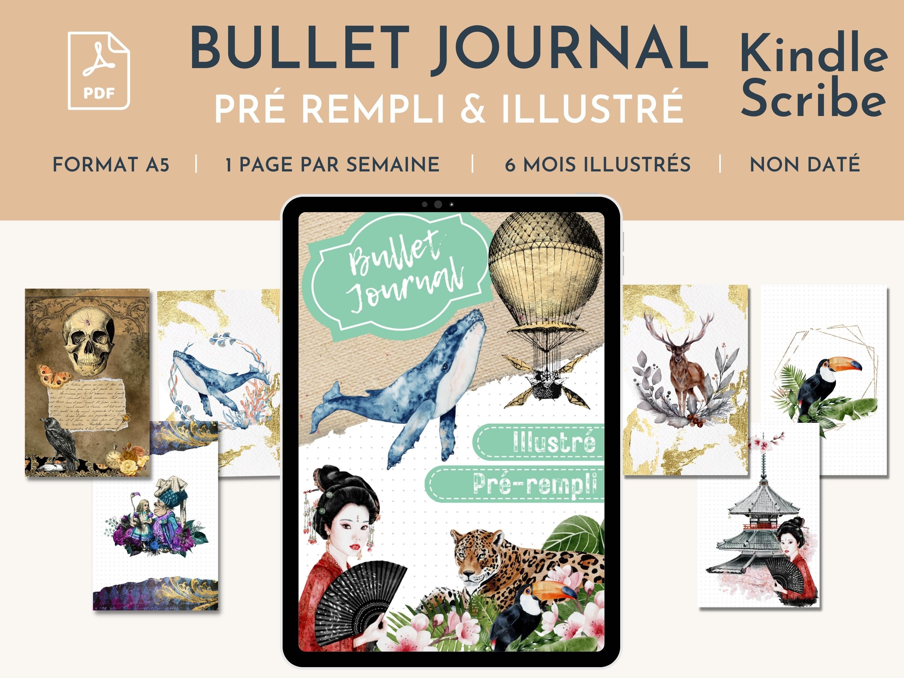 Bullet Journal A5 Prêt à l'Emploi Illustré et Pré Rempli -  France