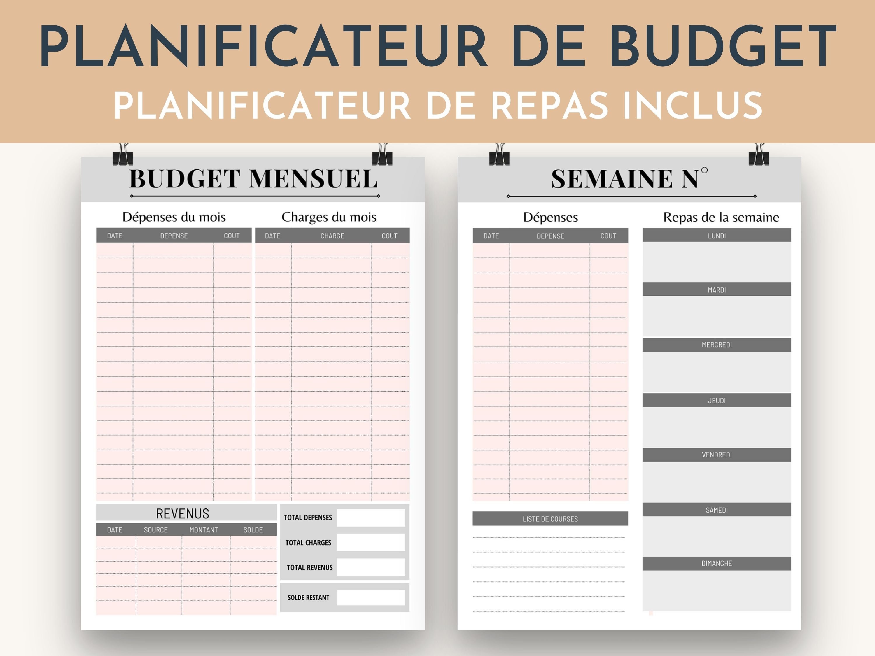 planificateur de budget mensuel et hebdomadaire. format a4 6412526