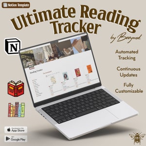 Modello di monitoraggio della lettura Notion, monitoraggio dei libri, organizzatore di libri Notion, pianificatore di lettura digitale di libri, diario di lettura 2025, registro dei libri