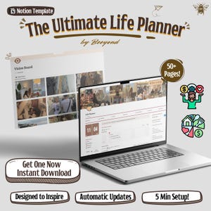 Notion Template Life Planner All in One Notion Template Notion Dashboard Ultimate Notion Calendar ADHD Notion Planner Minimal Aesthetic 2025