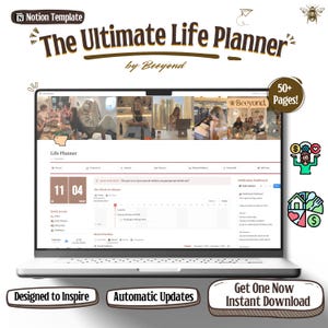 Notion Template Life Planner All in One Notion Template Notion Dashboard Ultimate Notion Calendar ADHD Notion Planner Minimal Aesthetic 2025