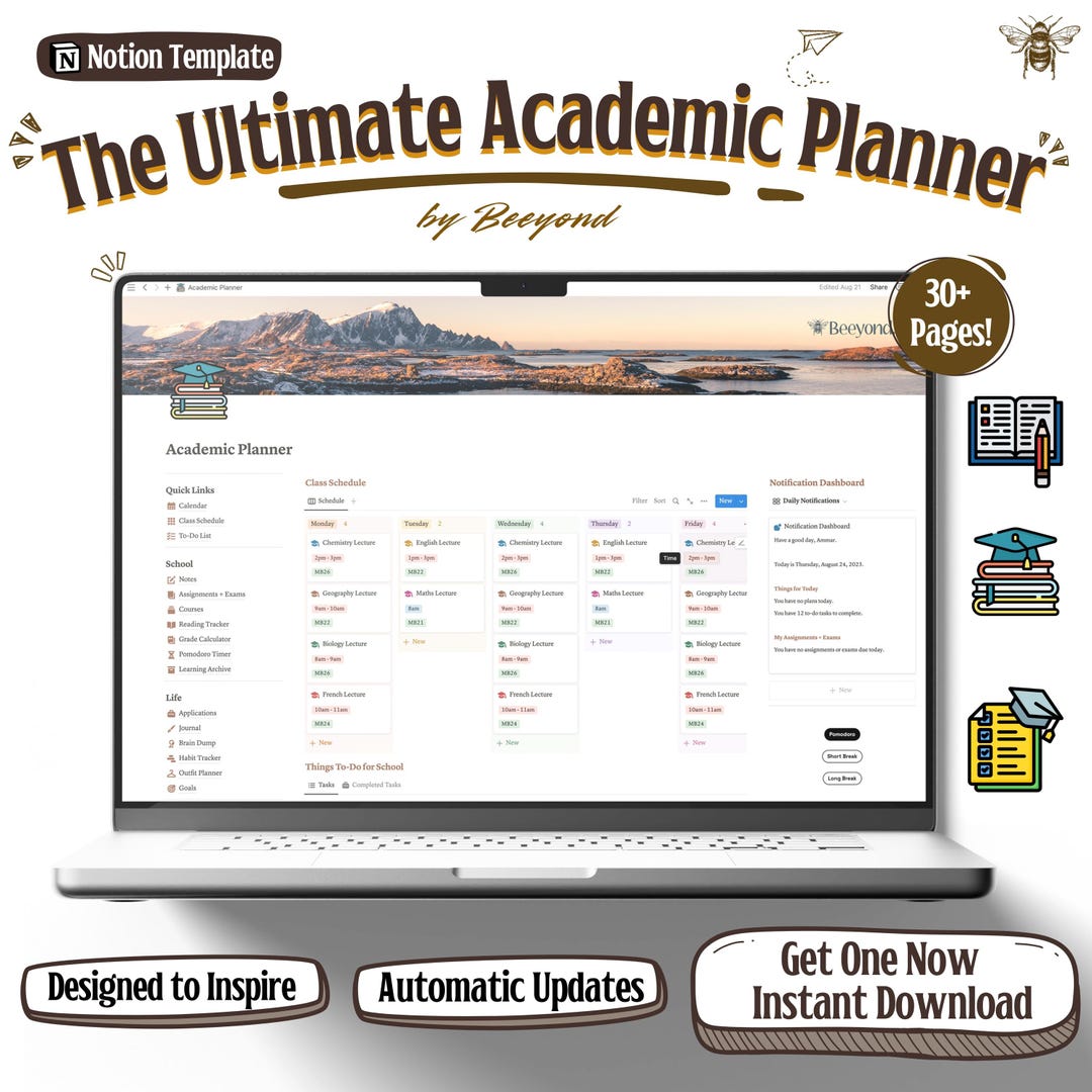 Notion Template Student Planner All in One Notion Life Planner Notion ...