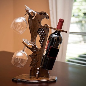 Wine Bottle Rack With  2 Glass Holders
