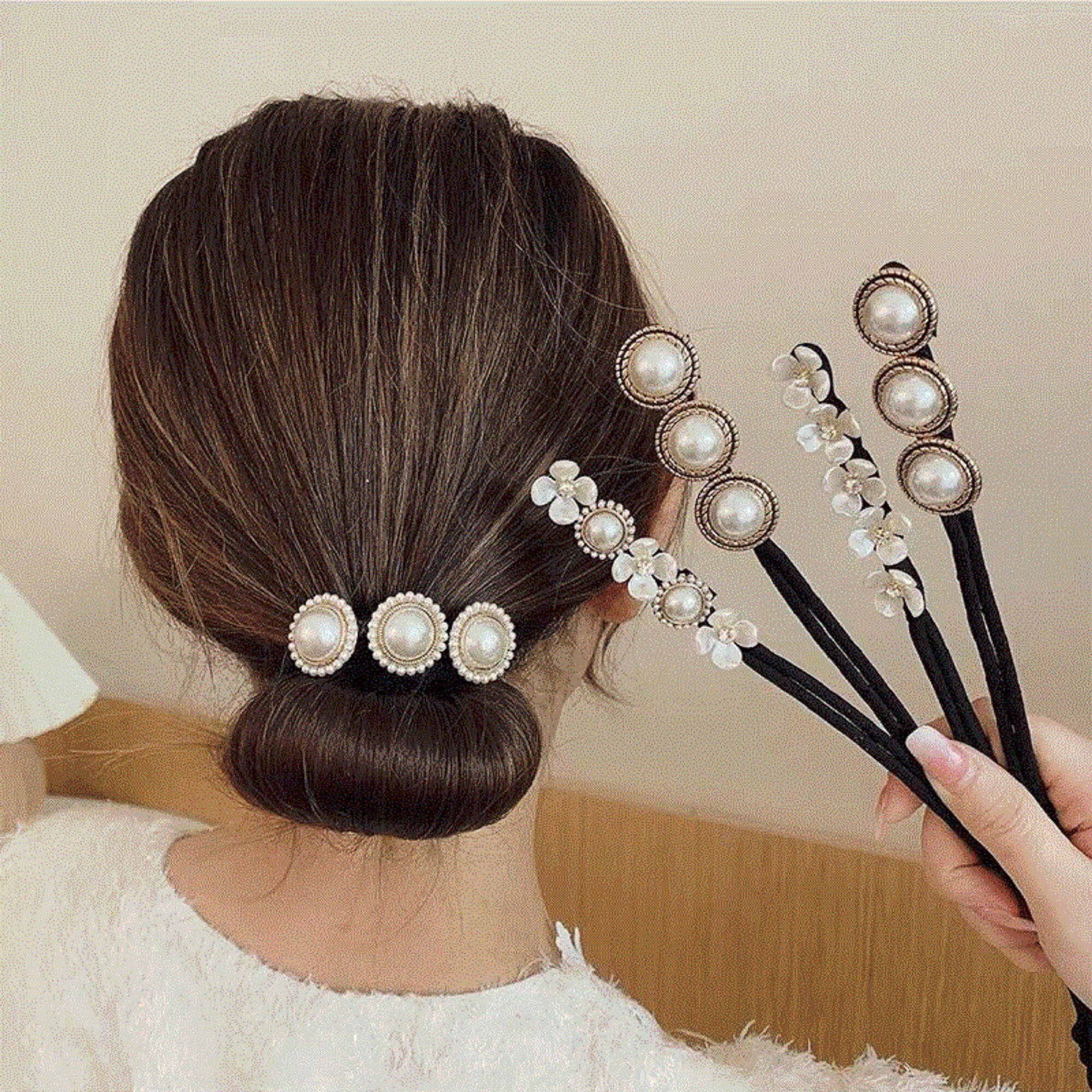 4pcs Pearl Hair Bun MakerFlower BowEasy Hair Bun HolderHair Etsy
