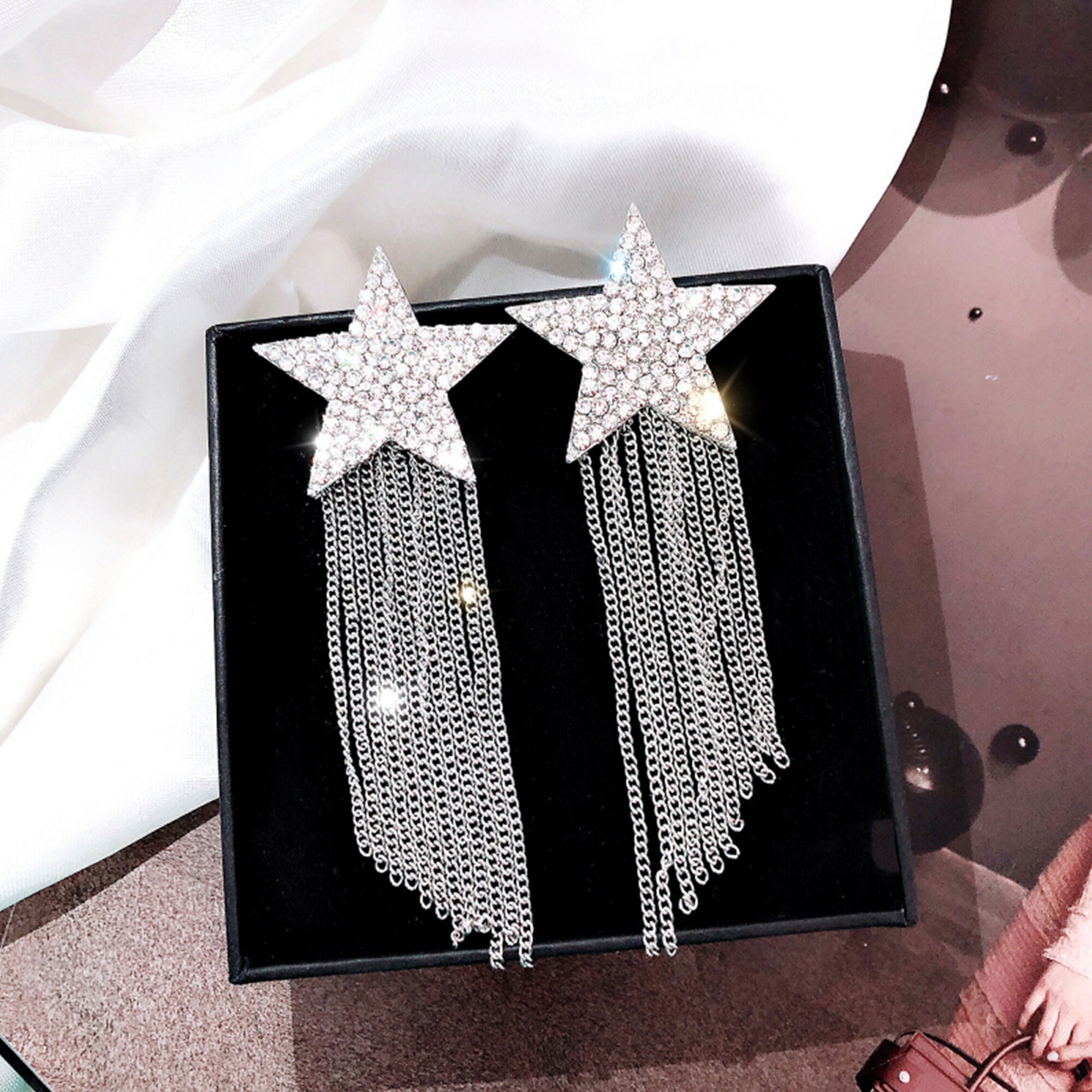 tassel star stud earrings