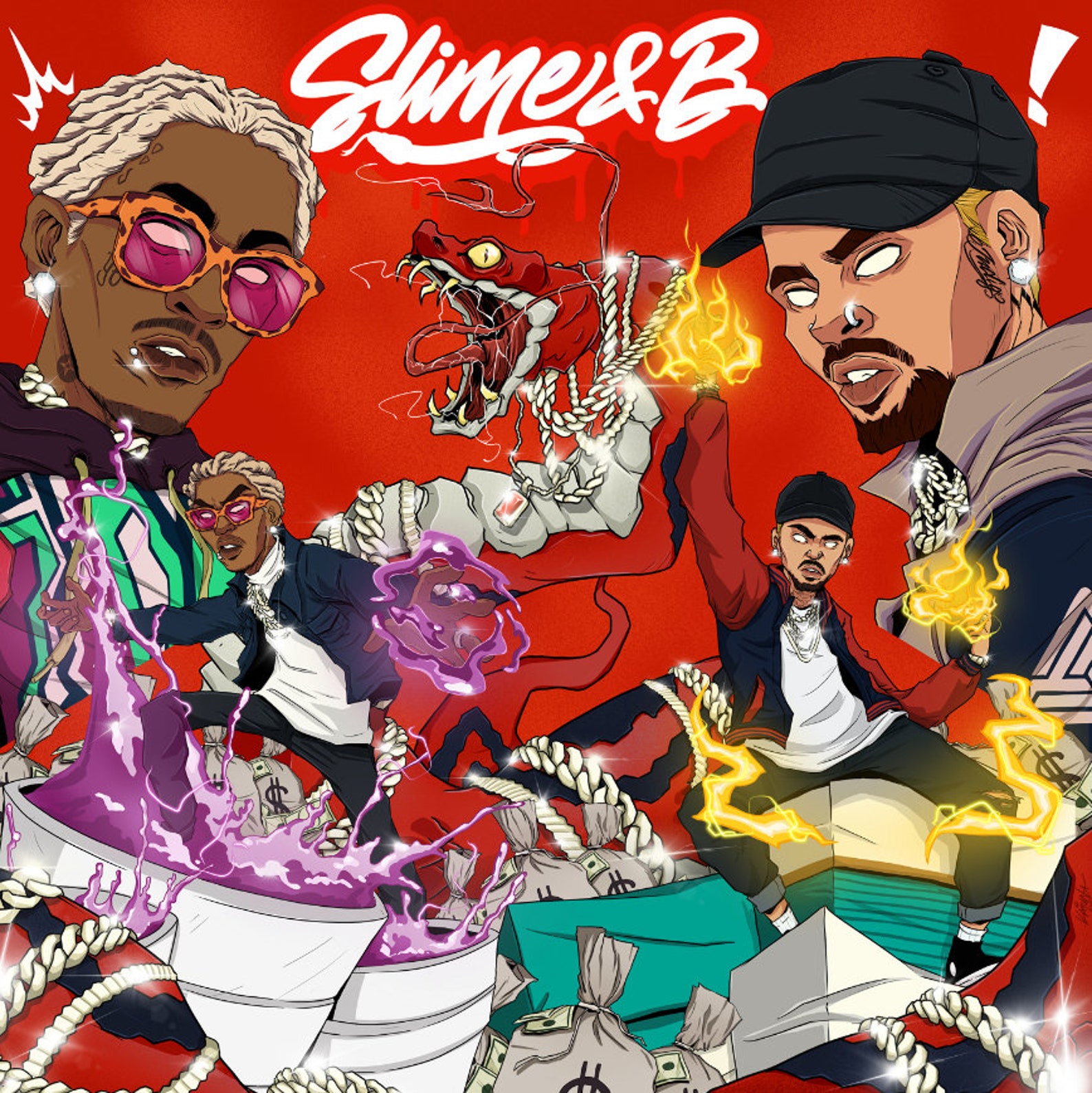 Chris Brown Young Thug Slime & B Album Cover Poster Silk Etsy