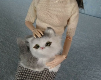 PET for Doll - Gray Kitty for 12 -16" Tonner Kish Effner Ficon Gene BJD