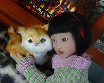 PET for Doll - Red Kitty for 12 -16" Tonner Kish Effner Ficon Gene BJD
