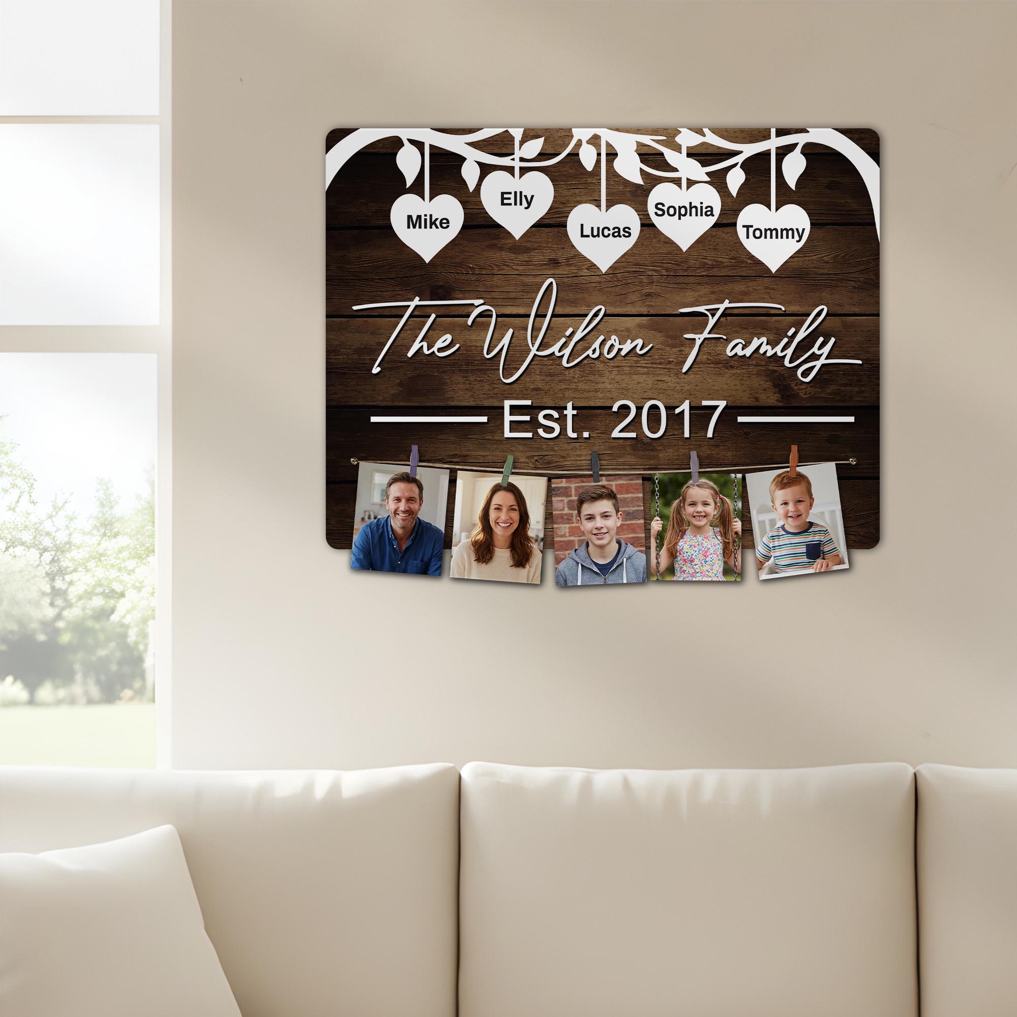Custom Family Photo Collage Wooden Wall Art Gift for Dad Mom ...