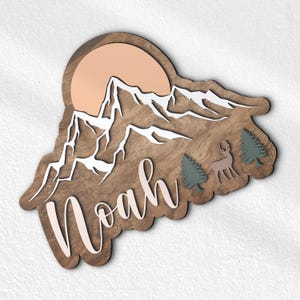 Custom Woodland Theme Name Sign, Wildlife Sign Wall Art Nursery Decor, Woodland 3D Name Sign, Personalized Baby Name Sign, Wooden Door Sign