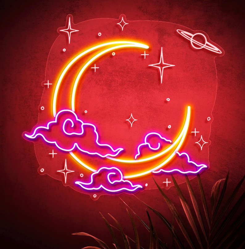 Moon Cloud Star Neon Sign Custom Handmade Art Neon Light for Wall Decor