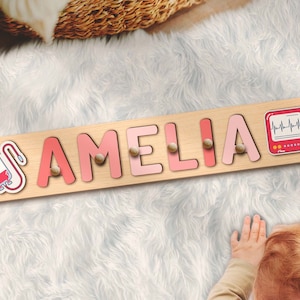 Custom Doctor Tool Name Puzzle Montessori Wooden First Aid Kit Play Toy Toddler Children Gift Pretend Play Homeschool Medical Toy Boy Girl