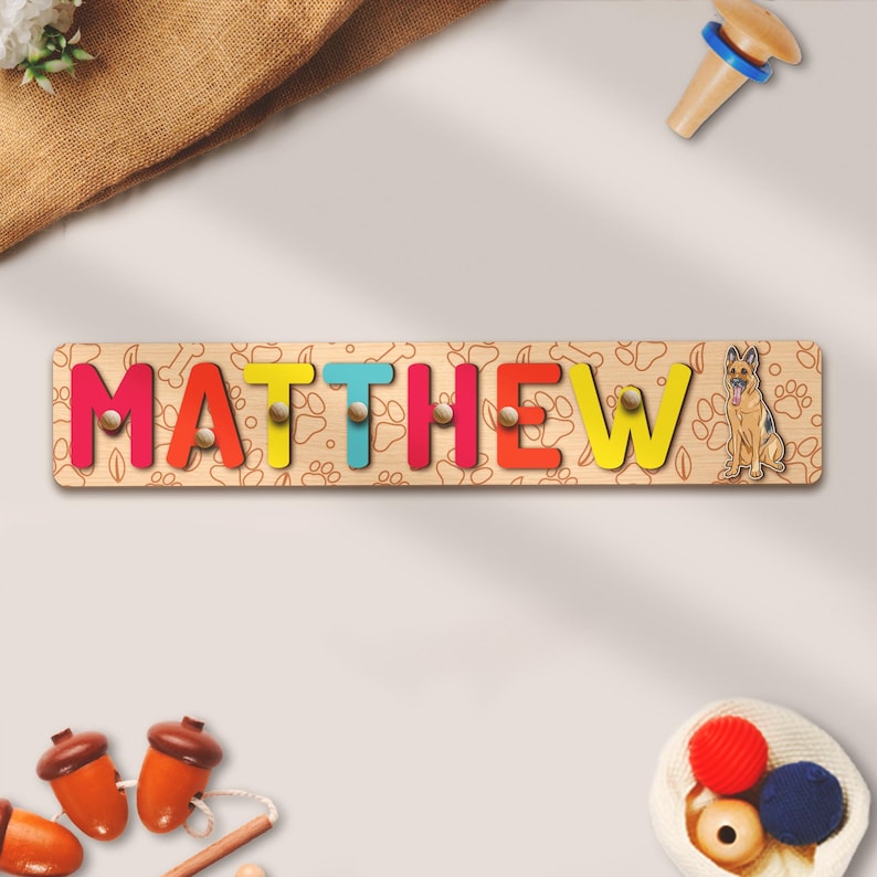 Custom German Shepherd Wooden Name Puzzle Personalized Life is Dog Wood