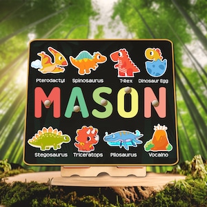 Custom Dinosaur Name Puzzle, Dino Baby Shower Gift, Educational Toys , Personalized Montessori, Dinosaur Nursery Decor, Birthday Gift