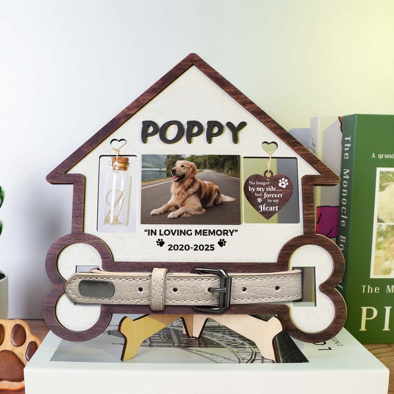 Memorial Dog Collar Sign, Dog Memorial Wood Frame With Collar Holder ...