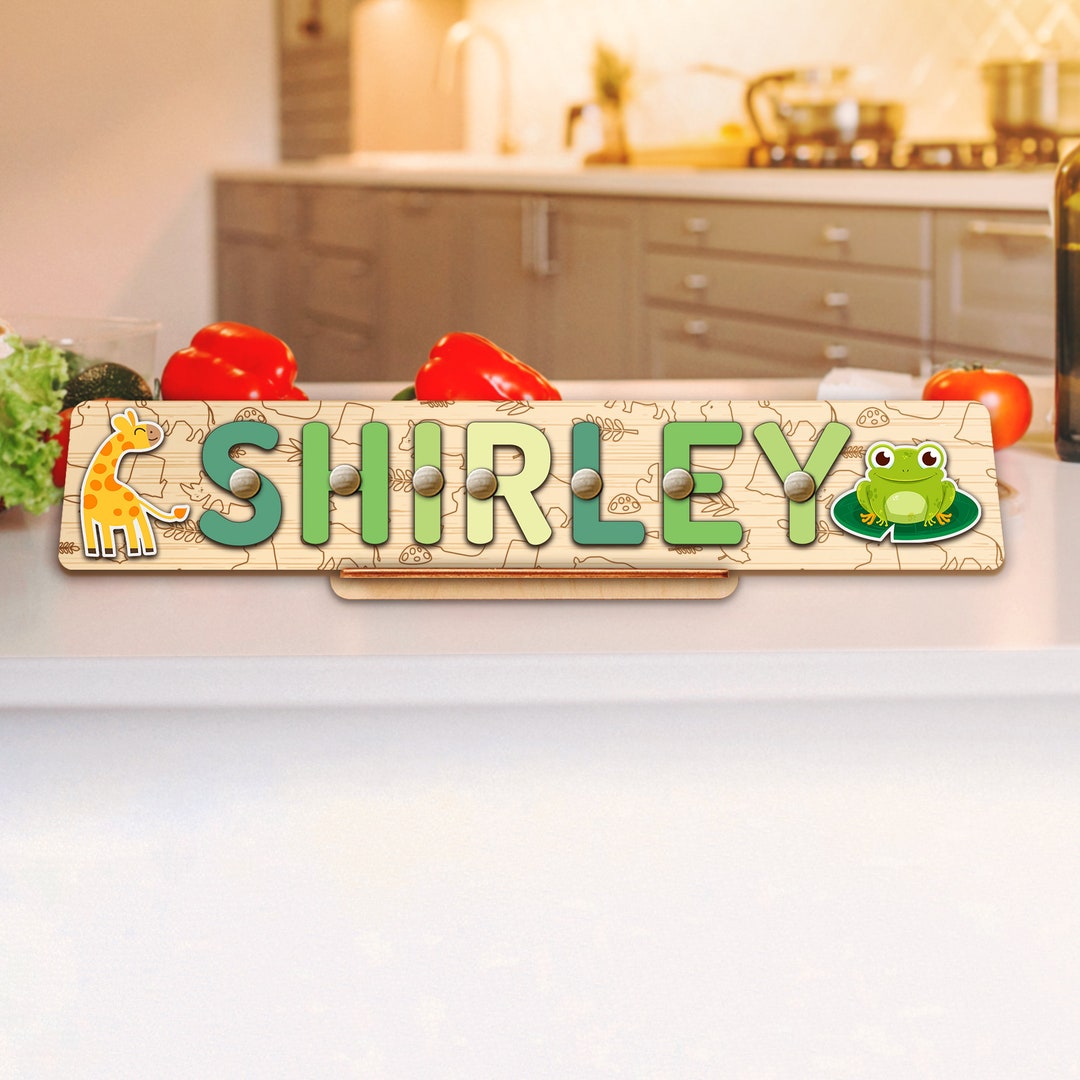 Patterned Boardname Patterned Jungle Name Puzzle Board, Gift for Kids Toddlers Unique Gift ...