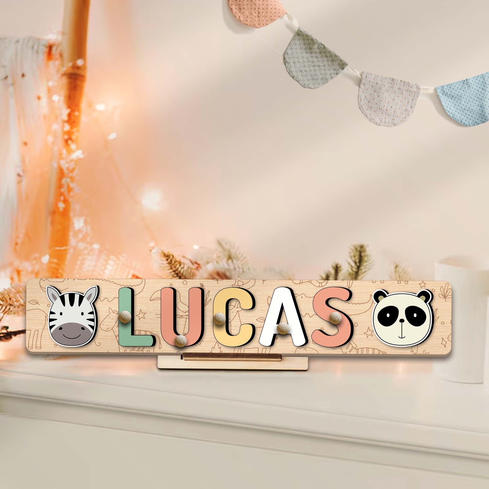 Safari Animal Name Puzzle Zoo Wooden Name Puzzle Personalized ...
