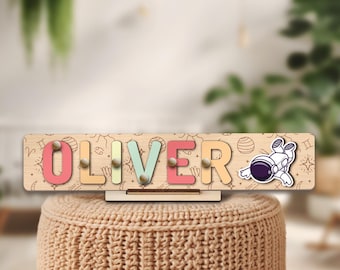 Outer Space Name Puzzle Montessori Toy Space Solar System Spaceship Homeschool Preschool Kindergarten Activity Niece Nephew Birthday Gift