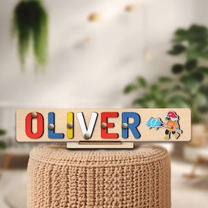 Custom Firefighter Name Puzzle Kid Wooden Busy Board Fire Truck Plane Montessori Toy Toddler 1st Birthday Baby Boy Shower Gift Nursery Decor