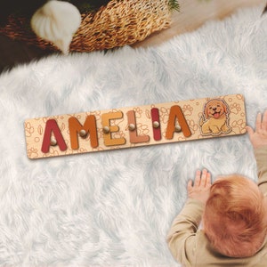 Custom Golden Retriever Wooden Name Puzzle Personalized Life is Dog Wood Montessori Toy Baby Shower 1st Birthday Christmas Kid Boy Girl Gift