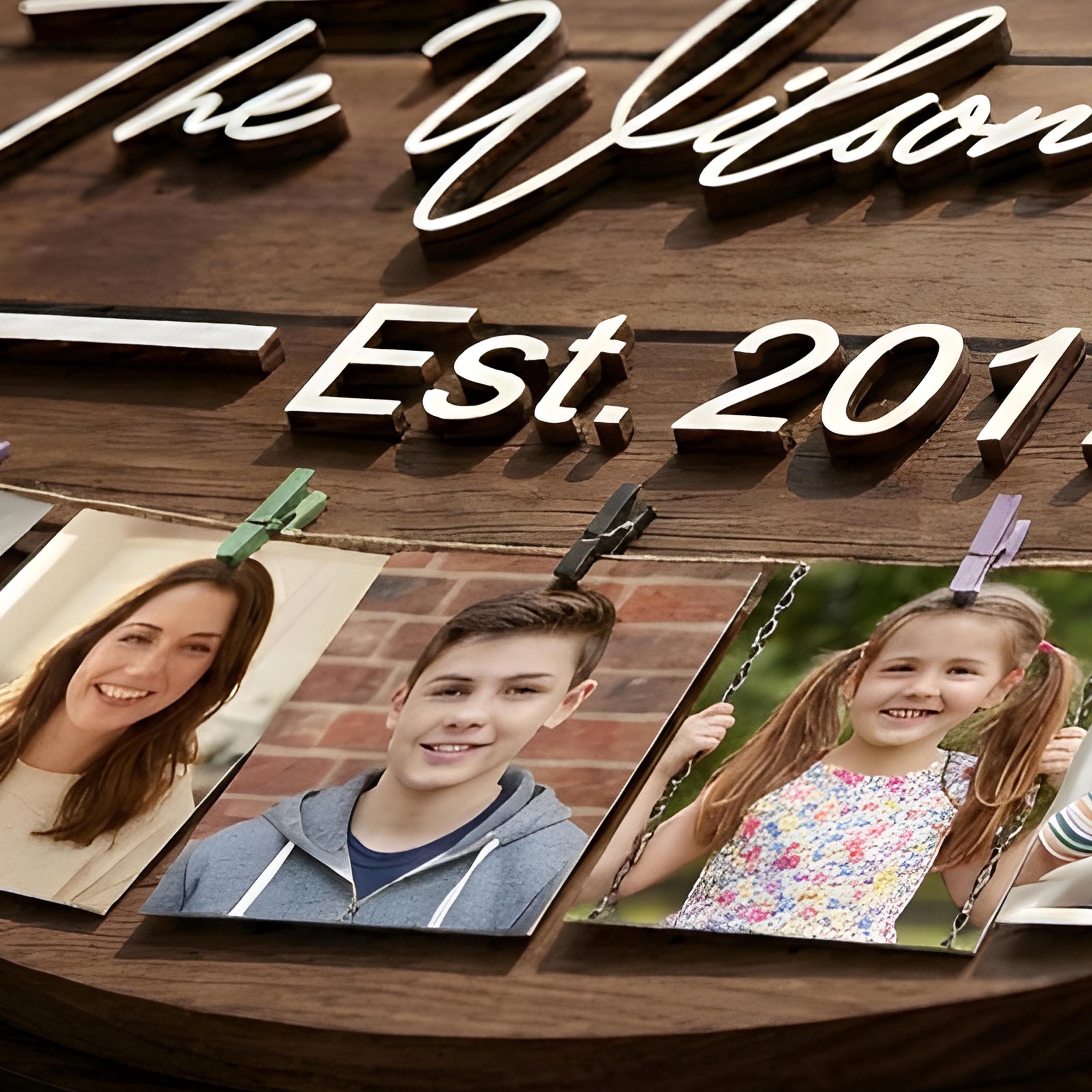 Custom Family Photo Collage Wooden Wall Art Gift for Dad Mom ...