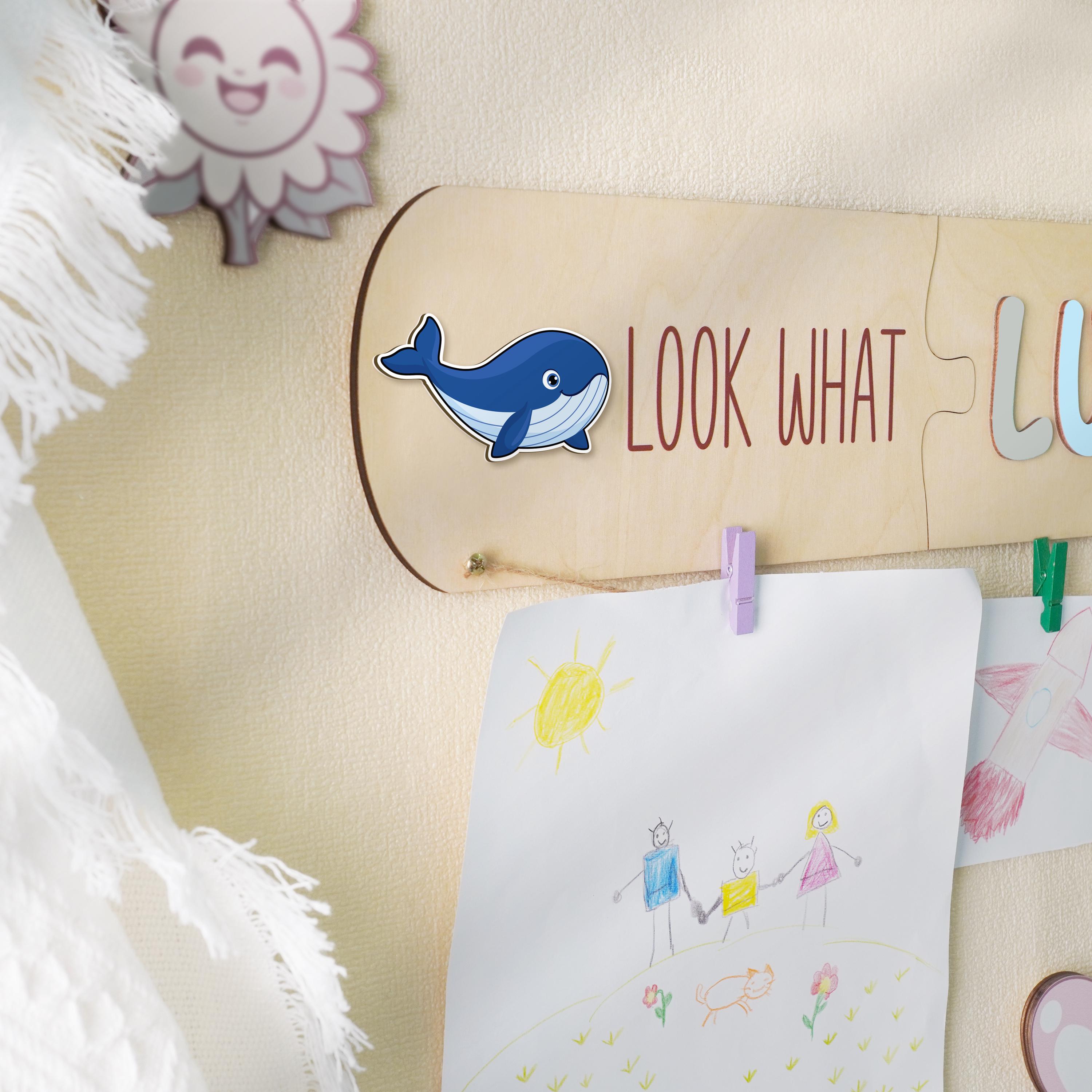 Personalized Art Display For Kids, Look What I Made Sign, Nursery Wall Decor, Custom Marine Animals Name Puzzle, Birthday Baby Toddler Gift