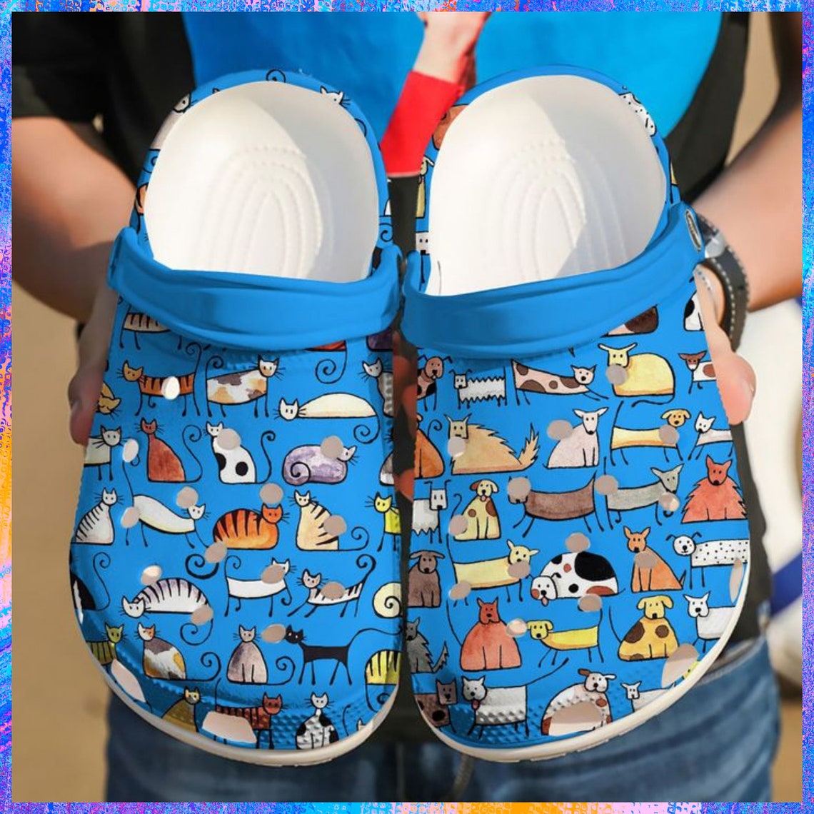 Colorful Cat And Dog Crocs Clog Comfortable For Mens And | Etsy