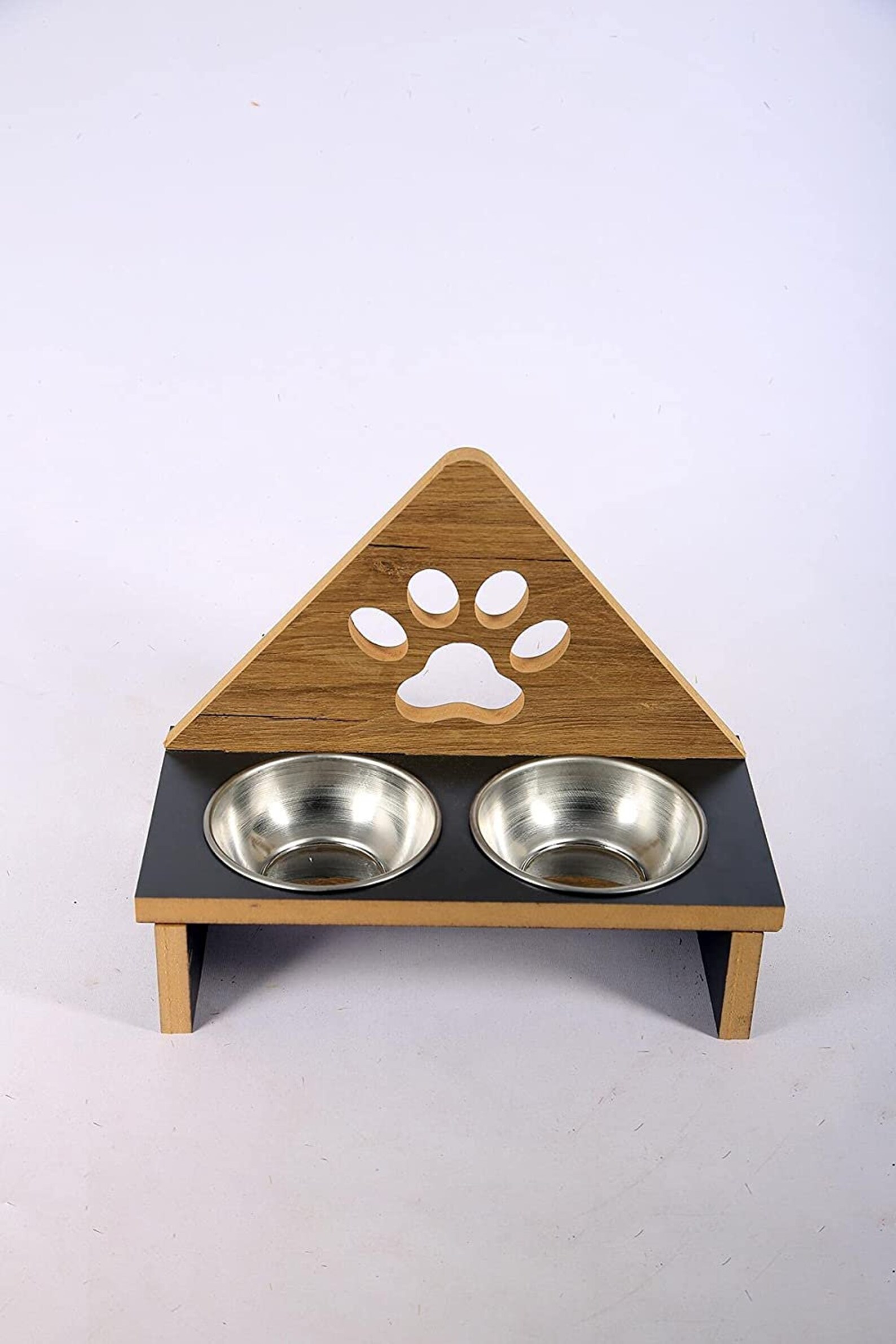 Cat Food Container Paw Patterned Triangle Steel Bowl Dog Food Etsy