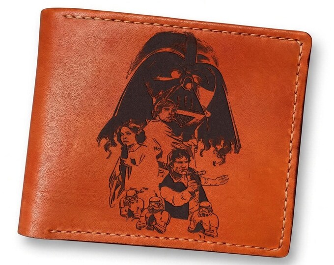 Star Wars Leather Wallet, Personalized Cowhide Bi-Fold