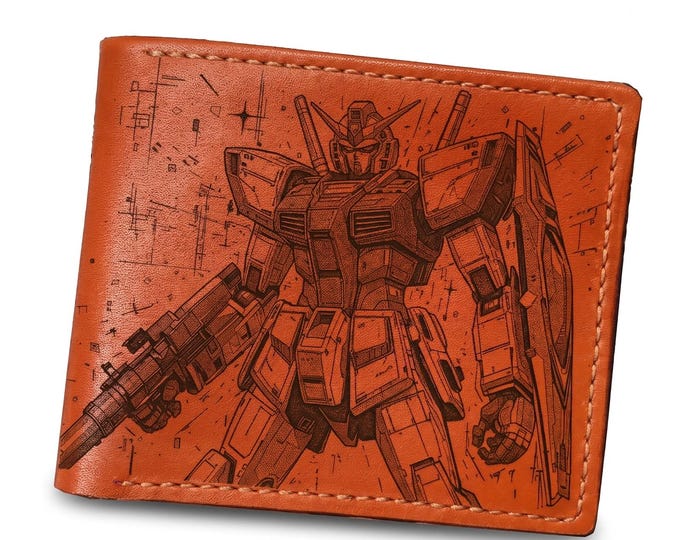 Gundam genuine leather wallet, robot android warrior custom gifts, xmas gift for boy - set 220926