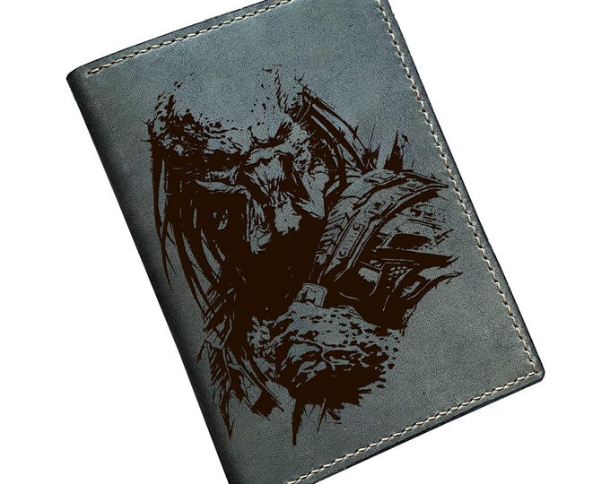 Predator Leather Passport Wallet, Genuine Cowhide Travel Case, Personalized Engraving
