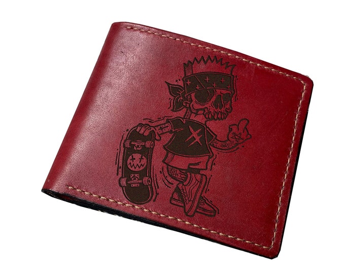 Personalized Leather Wallet, Simpson Cartoon Engraved