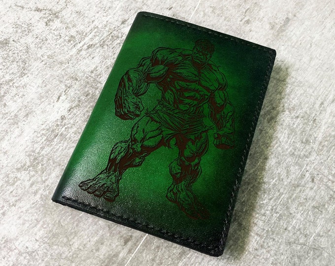 Hulk Leather Passport Wallet: Custom Engraved Avenger Gift