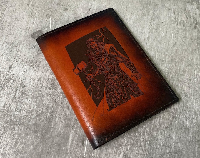 Thor Leather Passport Wallet: Asgard God, Custom Travel Gift