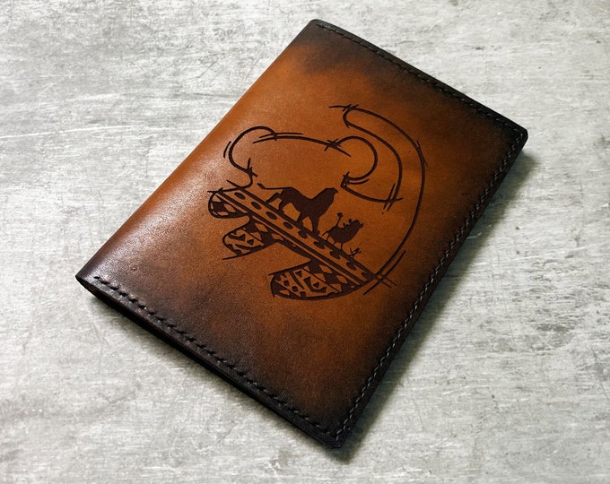 Lion King Leather Passport Wallet, Hakuna Matata Engraved Art