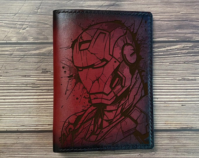 Ironman Leather Passport Wallet: Custom Avenger Travel Gift