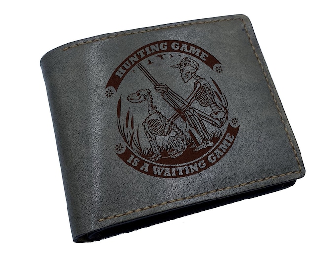 Hunting Leather Men's Wallet, Custom Engraved Gift