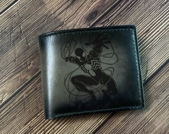 Cartera de cuero de superhéroes de Spiderman para hombre, ideas de regalos  de cuero de superhéroes para esposo, papá, hermano, ideas de regalos de