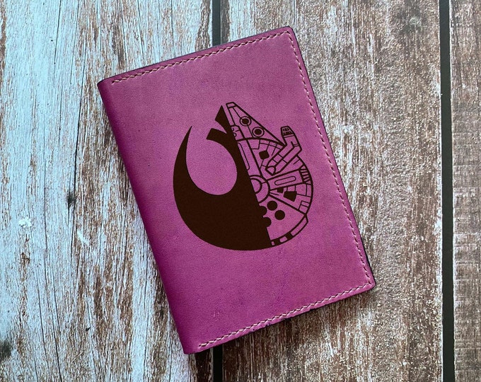 Star Wars Leather Passport Wallet: Millennium Falcon, Personalized Travel Gift