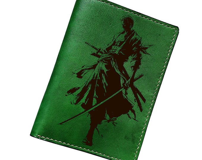 Sword man leather handmade passport wallet, custom leather anniversary gift for boy