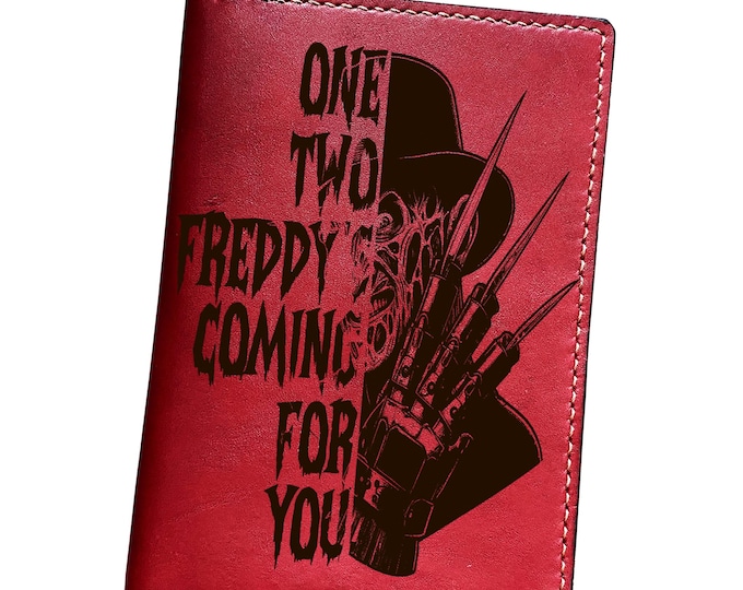 Freddy horror leather wallet, Night Mare movie travel wallet, customized gift for boyfriend